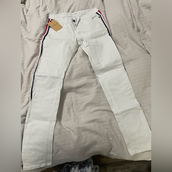 Machine Pour Neuf Mode white jeans with stripes, size USA 28, EU 42 - Picture 1 of 5